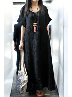 Yazlık Rahat Keten Elbise