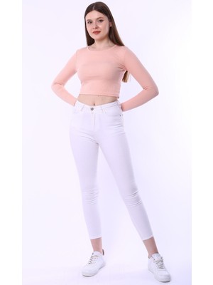 Rooted Kadın Uzun Kol Crop,kaşkorse Fitilli Kumaş % 95 Pamuk %5 Elastan