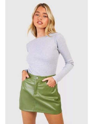 Rooted Kadın Bisiklet Yaka Uzun Kol T-Shirt&bluz ,Fitilli Likralı Kaşkorse Kumaş