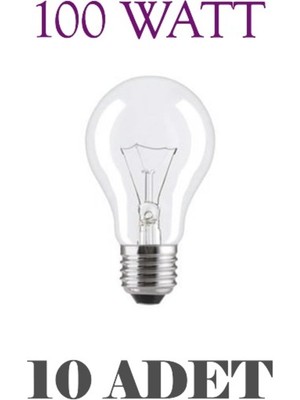 World 100 Watt E27 Akkor Ampul 10 Adet Sarı Işık Özelliği ile Şeffaf Cam Malzemeden Üretilmiştir