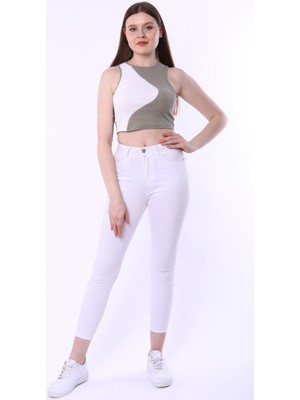 Rooted Kadın Basic Kolsuz Kontrast Bluz