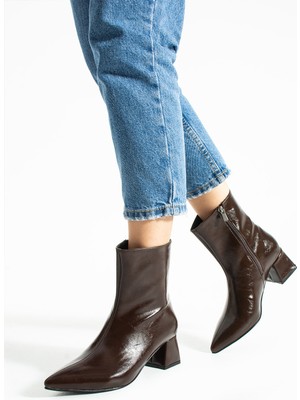 Duxal Shoes Blyana Sivri Burun Kalın Topuklu  Kadın Bot