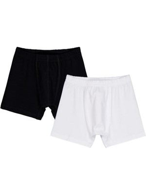 Domi Kids Siyah-Beyaz 2-8 Yaş Erkek Çocuk 2'li Boxer - Standart 2-3 Yaş