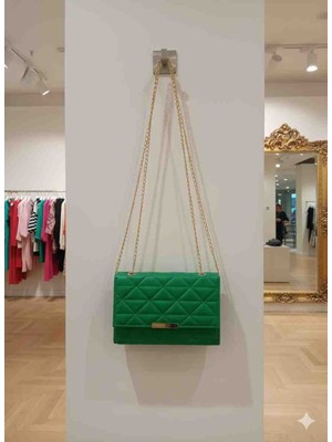 Kadın Zincirli Omuz Çantası Kadın Yeşil Çantası