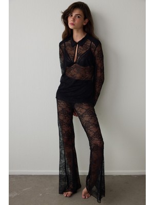 Penti Siyah Lace Tişört