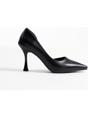 Angela Kadın Siyah Cilt Topuklu Ayakkabı