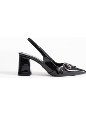 Keira Siyah Rugan Kadın Topuklu Ayakkabı