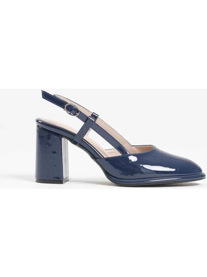 Denma Lacivert Rugan Kadın Topuklu Ayakkabı