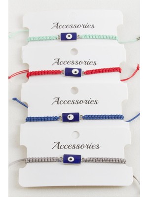 Bijuteri Net Dikdörtgen Nazar Makrome Örgülü Bileklik