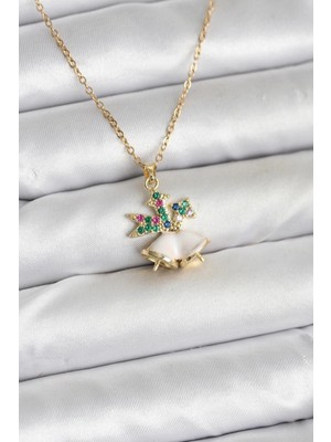 Shopwe 316L Çelik Zincir Gold Renk Chirtsmas Bell Model Yılbaşı Temalı Kadın Kolye