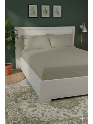 Favora %100 Pamuk Ranforce Premium Çift Kişilik Çarşaf Seti - Vizon