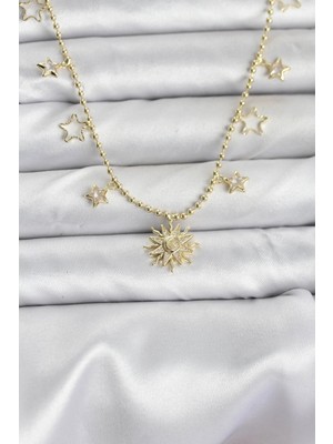 Shopwe Pirinç Gold Renk Güneş Model Kadın Kolye