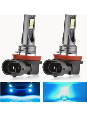 Tvs Buz Mavi H8 H9 H11 LED Sis Ampulü 12SMD 12V Araba Farı – 2 Adet