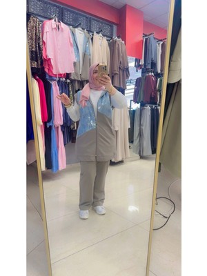 Laviva Fashion Üçlü Kot Detaylı Kolsuz Kapüşonlu Takım