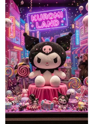 Miniso Sanrio Lisanslı Oturan Peluş Oyuncak (40 Cm)-Kuromi