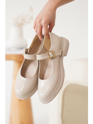 Briana Bej Rugan Toka Detaylı Mary Jane Ayakkabı