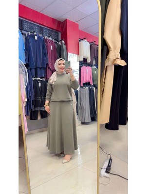 Laviva Fashion Omuzda Düğme Detaylı Etekli Takım