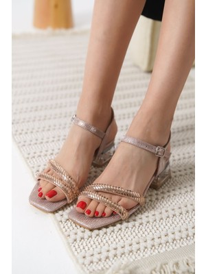 Rule Rose Gold Taşlı Kadın Topuklu Sandalet