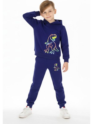 Crassi Erkek Çocuk Eşofman Takım Dinozor Baskılı Şardonlu Kışlık