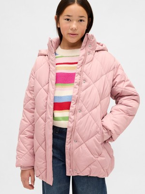 Gap Kız Çocuk Pembe Kapitone Puffer Şişme Mont