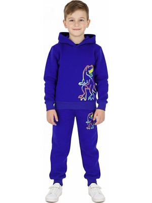 Crassi Erkek Çocuk Eşofman Takım Dinozor Baskılı Şardonlu Kışlık