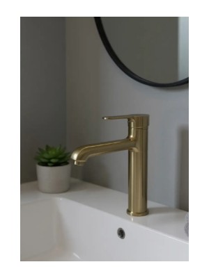 Mat Gold Banyo Armatürü Fırçalanmış Altın Musluk Gold Lavabo Bataryası
