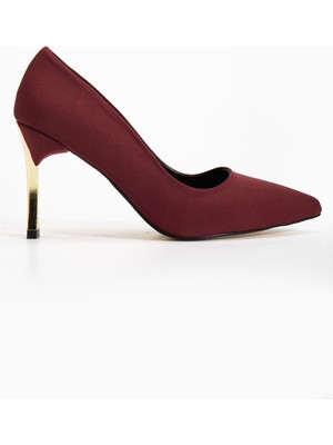 Hayalimdeki Ayakkabı Kadın Bordo Saten Sivri Burun Ince Topuklu Stiletto