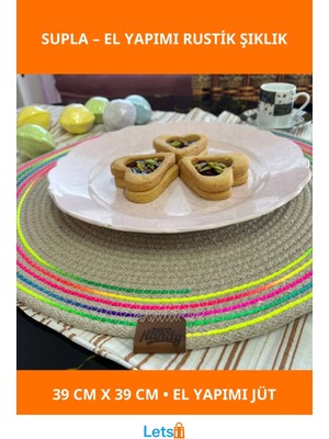Letsii El Yapımı 39CM Neon Renkli Jüt Örme Supla Amerikan Servis