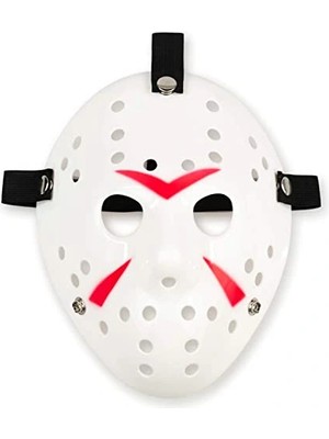 Ronanna Buğz Beyaz Kırmızı Çizgili Tam Yüz Hokey Maskesi