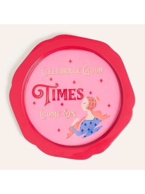 Zsa Zsa Zsu Nanpur Demir Dekoratif Tepsi 26x26x2 Cm Kırmızı