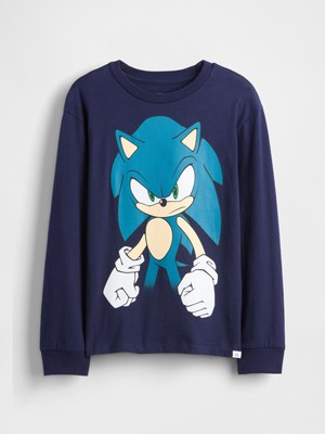 Gap Erkek Çocuk Lacivert Relaxed Grafik T-Shirt