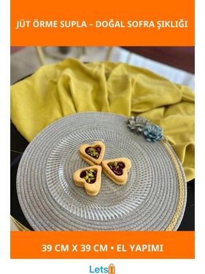 Letsii 39CM El Yapımı Çiçekli Jüt Örme Supla Amerikan Servis
