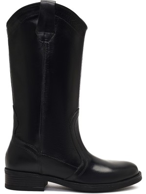 Derimod Kadın Siyah Deri Kovboy Çizme 25WFD188718