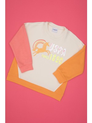 U.S. Polo Assn. Kız Çocuk Turuncu Bisiklet Yaka Sweatshirt 50317979-VR244