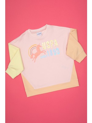 U.S. Polo Assn. Kız Çocuk Açık Pembe Bisiklet Yaka Sweatshirt 50317979-VR078