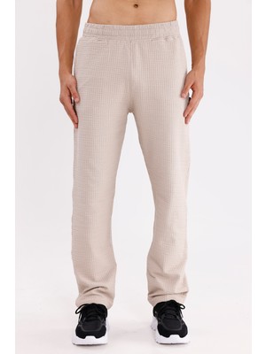 Petek Dokulu Yüzeyli Rahat Kalıp Ayarlanabilir Kordonlu Yan Cepli Lastik Paça Spor Eşofman Altı