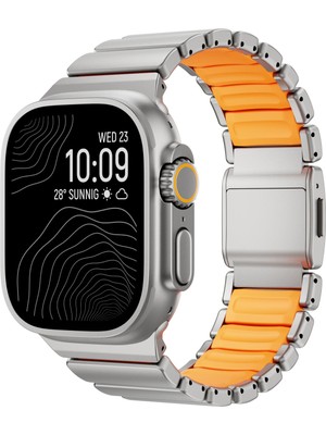 AktarMobile Apple Watch Ultra 2 3 49 mm Uyumlu Titanyum Kordon Silikon Iç Yüzey Hafif Premium Kayış