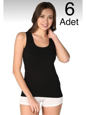 Mc Morcity Tutku 6'lı Paket Kadın Pamuklu Ribana Kalın Askılı Atlet 0136