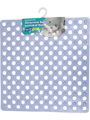 Renkliürün Kare Ayak Temizleme Matı Kabartma Silikon Kaydırmaz Taban Duşakabin ve Banyo Matı (Açık MAVI)(50X50)