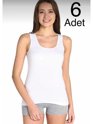 Mc Morcity Tutku 6'lı Paket Kadın Pamuklu Ribana Kalın Askılı Atlet 0136