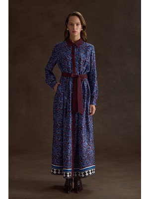 Aker Desenli Viscon Elbise