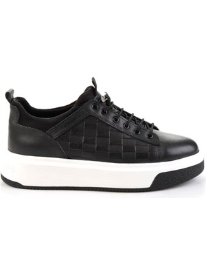 Bambi Siyah Hakiki Deri Erkek Sneaker E01401021343