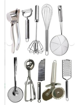 Kitchen Damys Çelik 10 Parça Lüx Yemek Hazırlık Pratik Mutfak Çeyiz Pratik Mutfak Hazırlık Seti