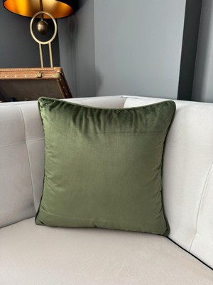 REF Crea Velvet Biyeli Kırlent Kılıfı Koyu Yeşil
