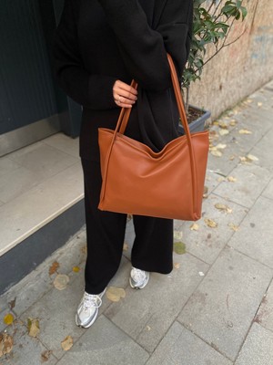 Purpleart Kadın Fermuarlı Kapamalı Büyük Boy Omuz Çantası 28X42CM