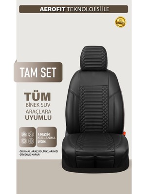 Castor Otomotiv Ford Focus 3 Uyumlu Deri Oto Koltuk Kılıfı 5 Li Tam Set Revo Siyah