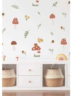 Wallhuman Mantar Diyarı Çocuk Odası Duvar Stickerı