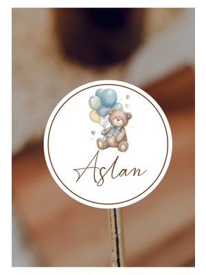 Wallhuman Isimli Kişiye Özel Yuvarlak Bebek Etiket/sticker 4X4CM 96 Adet