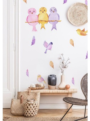 Wallhuman Renkli Kuşlar Çocuk Odası Duvar Stickerı