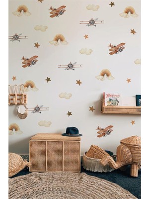 Wallhuman Retro Planet Çocuk Odası Duvar Stickerı